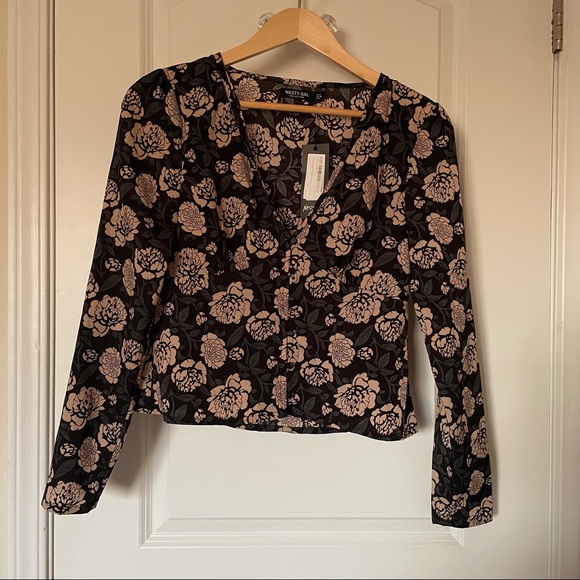 Nasty Gal Floral Print Long Sleeve Blouse - Picture 1 of 3